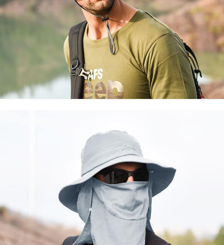 Men's Summer Fishing Bucket Hat with UV Protection and Face Covering for Outdoor Hiking