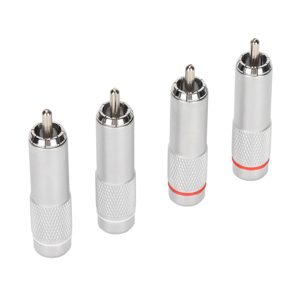 4Pcs RCA Sound Connector DIY Chrome Plated Low Loss Welding RCA Male Plug for Professional Sound