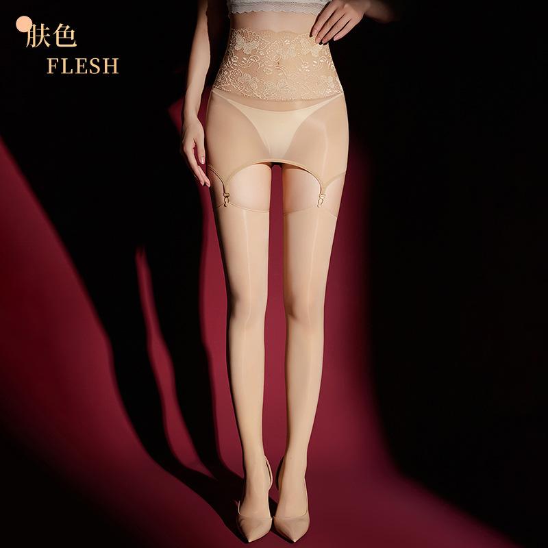 Lace Suspender Stockings Split Suspender Stockings Purple Aurora Suspender Shiny Stockings Sexy Long Black Stockings