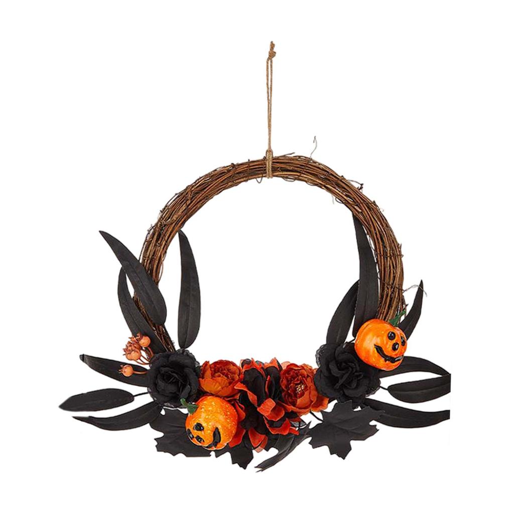 Halloween Wreath Garland Decorations, Porch Wreath Ornament Wall Hanging Creepy Wreath for Indoor Home Party Window Outdoor