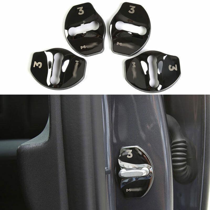 Black Titanium Door Buckle Protection Cover Trim Fit For Tesla Model 3 2017-