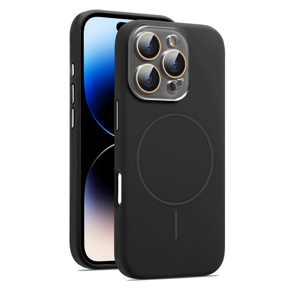 Für iPhone 16 Pro Max Hülle Kompatibel mit MagSafe Flüssigsilikon Anti-Fall Handyhülle mit Objektivfolie