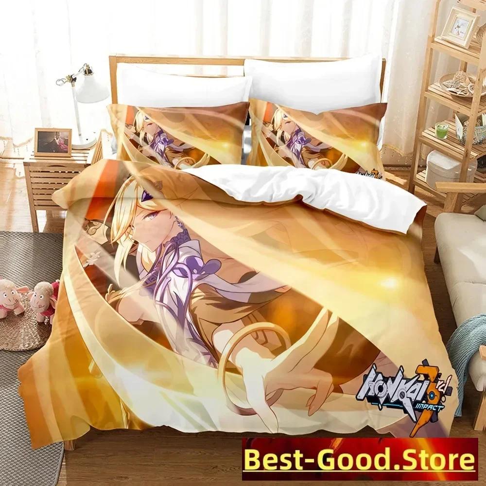 Honkai Impact 3 Bettwäscheset Einzelbett Twin Full Queen King Size Spiel Anime Bettset Aldult Kind Schlafzimmer Bettbezugsets 3D Druck 013