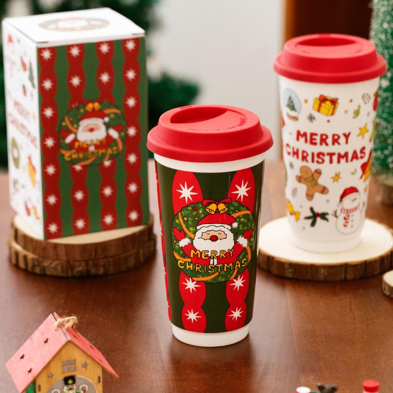 Christmas Ceramic Mug, Home and Office Tumbler, Cute Coffee Cup as a Gift for Birthday or Souvenir