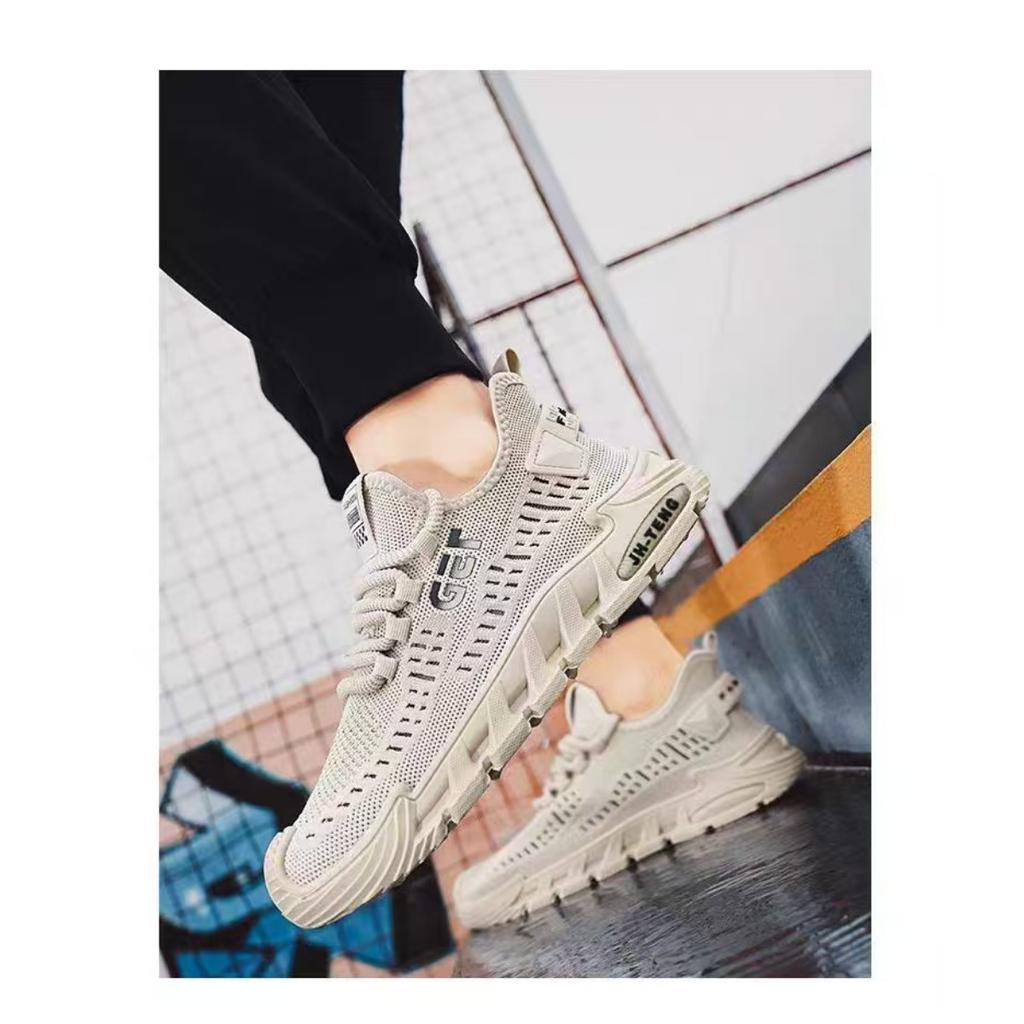 Men's Summer New Mesh Breathable Men's Casual Shoes Trend Versatile Hollow Single Shoes Solid Color One Foot Shoes