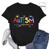 Brushstroke Autism Print Womens Streetwear TShirts Female T Shirts Autism Awareness Fashion Graphic Tees Tops Women Clothing