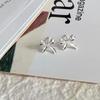 PANJBJ 925 Silver Bow Knot Earring for Women Texture Tassels Sweet Romantic Korean Jewelry Gift