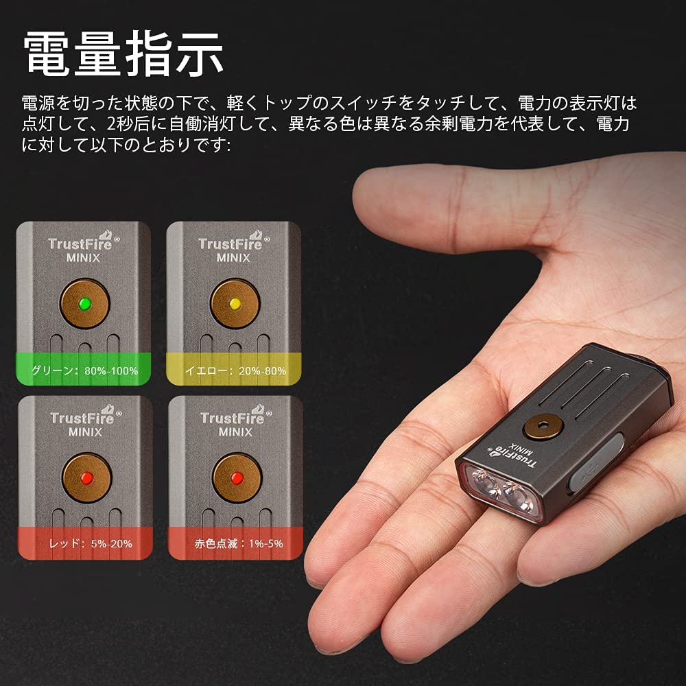 Trustfire MiniX LED Waterproof and Dustproof Battery 320 Lightweight and Handy Flashlight for Disaster Power Outage Emergency Keychain Night and Work