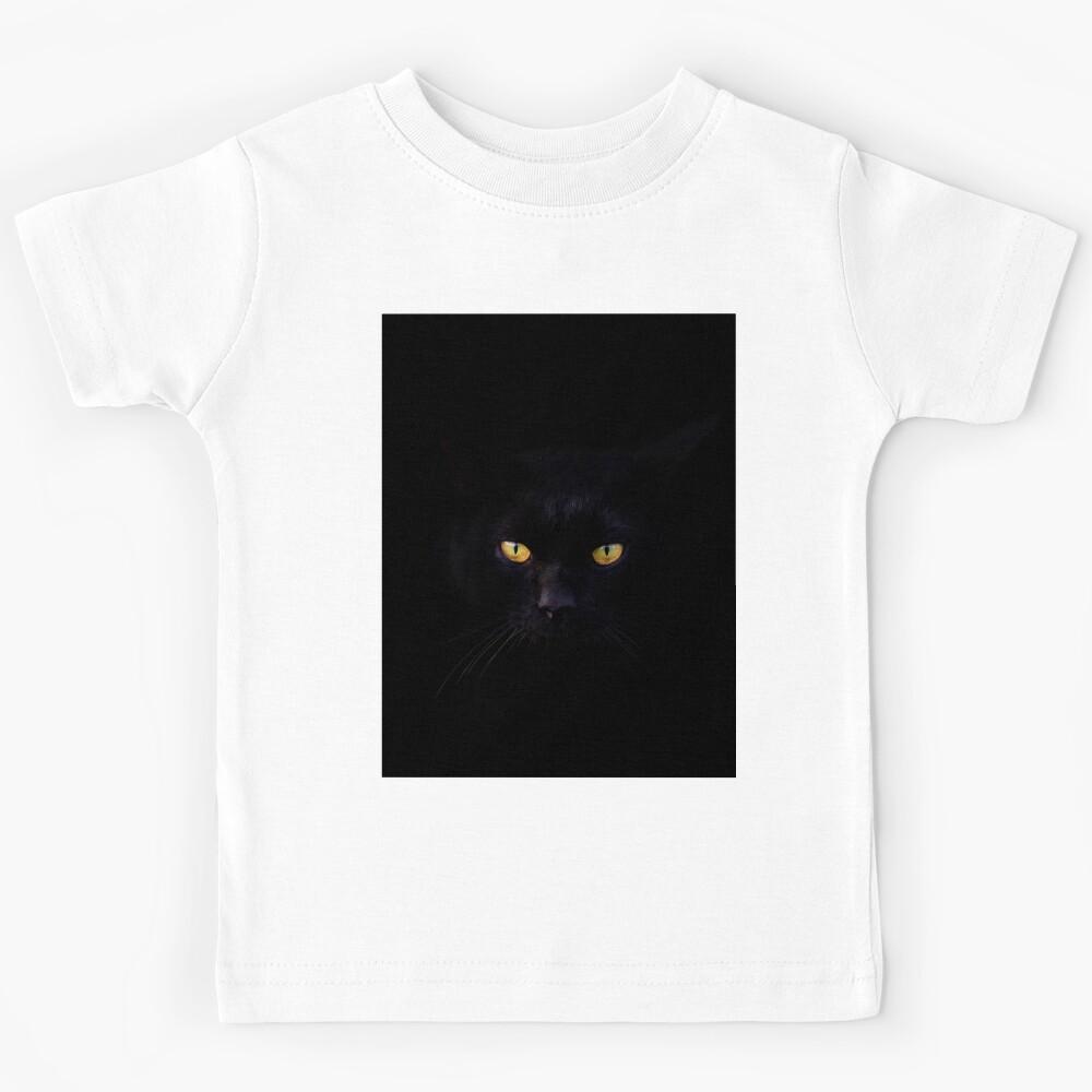 Black Cat with Amazing Yellow Eyes Kids T-Shirt 100