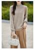 Women's 100% Pure Wool Hollow Out Half High Collar Loose Sweater