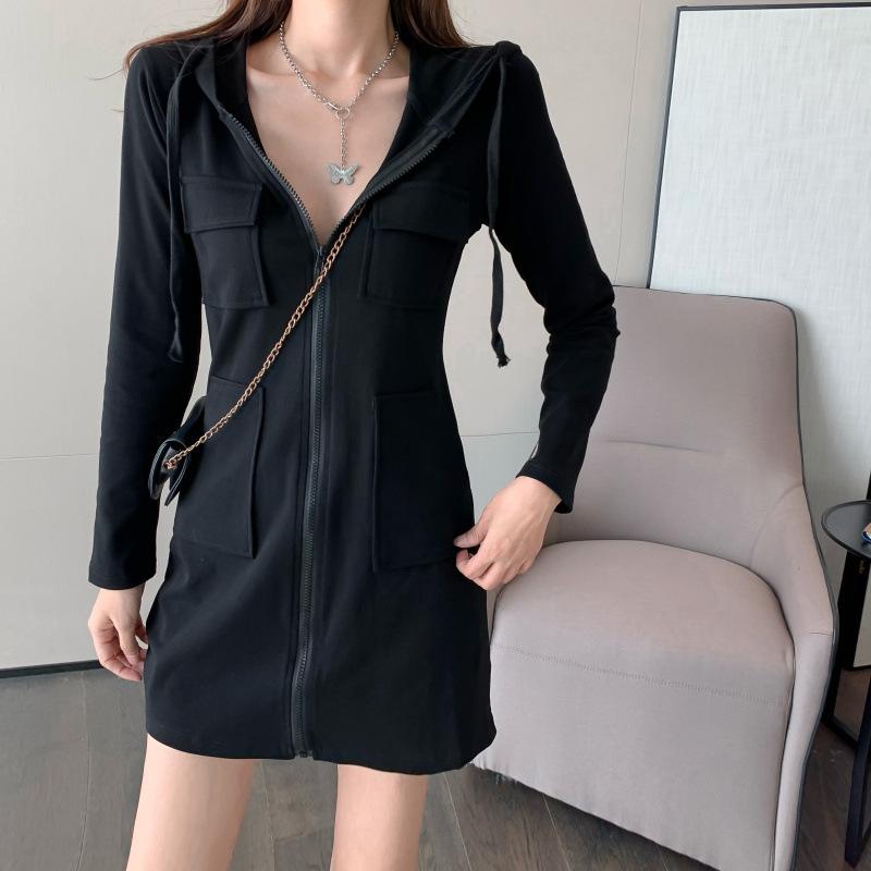 Long sleeve plus size vintage hooded new in dresses for women casual loose mini short spring autumn dress