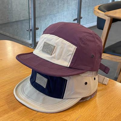 Japanese Short Brim Retro Five-piece Hat Color Blocking Outdoor Baseball Cap Four Season Soft Edge Baseball Cap Women Quick Dry Fabric Hat