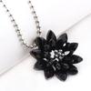 Michel Jone Zirkon Schwarze Dahlie Halsketten Vintage Blume Kristall Kupferlegierung Anhänger Halskette mit Perlen Schmuck Für Frauen Geschenk
