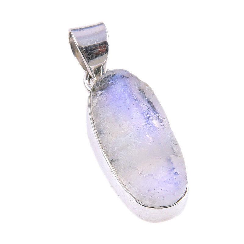 Natural Rainbow Moonstone Gemstone 925 Solid Sterling Silver Pendant 1.50'' C9V96