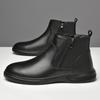 British Style Chelsea Casual Leather Boots Pure Color Versatile Winter Shoes 2026 New Genuine Leather round Flat Designer Shoes