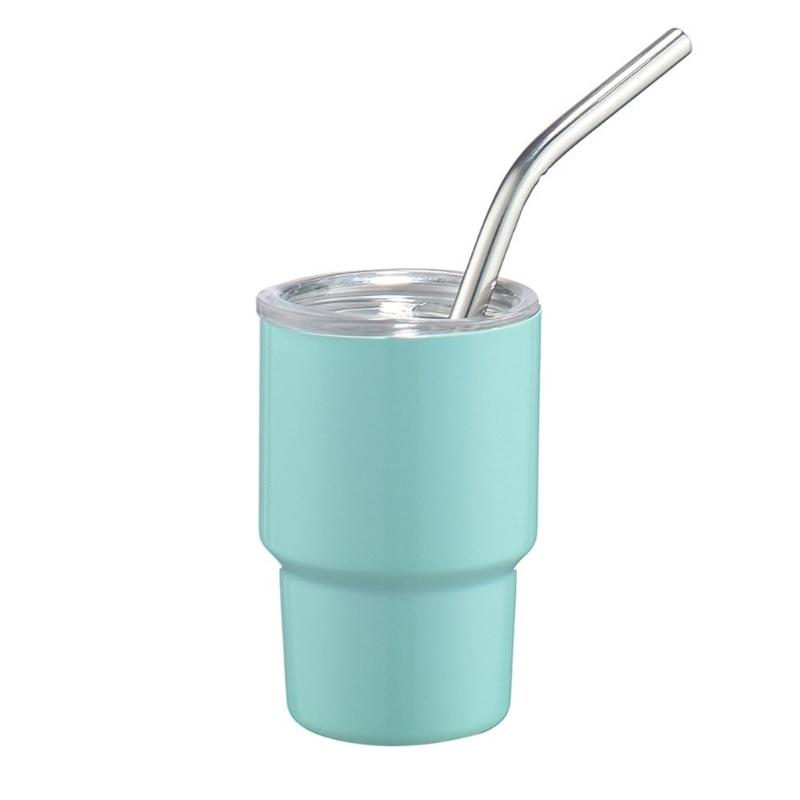 

Stainless Steel Car Cup Double Wall Insulated Travel Mug Mini Tumblers with Straw & Lid Portable Coffee Cup Drinkware світло-синій колір