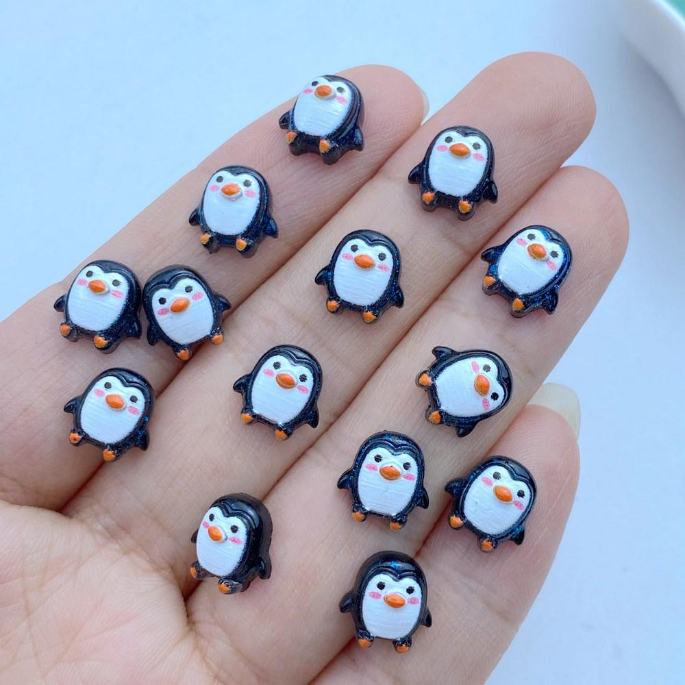 50Pcs New Cute Resin Mini 9mm Cartoon Penguin Series Flat Back Manicure Parts Embellishments For Hair Bows Accessories