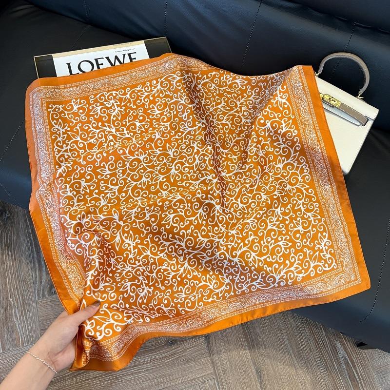 Silk scarf 71 * 71 imitation silk square scarf Korean atmosphere neck silk scarf flower pattern flower polka dot scarf