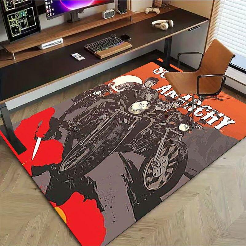 1pc Sons of Anarchy Themed Office Carpet Chair Mats - Durable Polyester Rug for Home Theater, Office, Dorm Room Decor - tA98