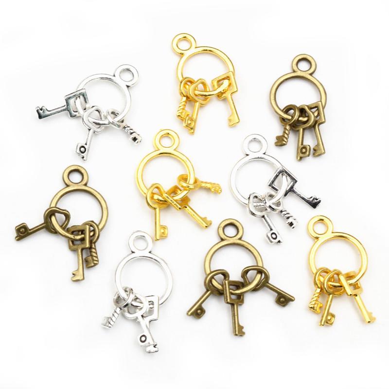 

24X13mm 10pcs Antique Silver Plated Bronze Gold Plated Key Chain Handmade Charms Pendant:DIY for bracelet necklace