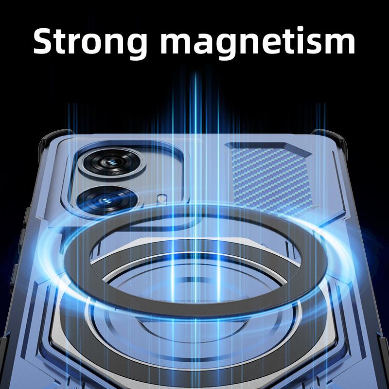KEYSION Funda Magnética Antigolpes para Motorola Edge 50 Fusion 5G con Soporte de Anillo Vertical para MOTO Edge 50 Fusion 5G