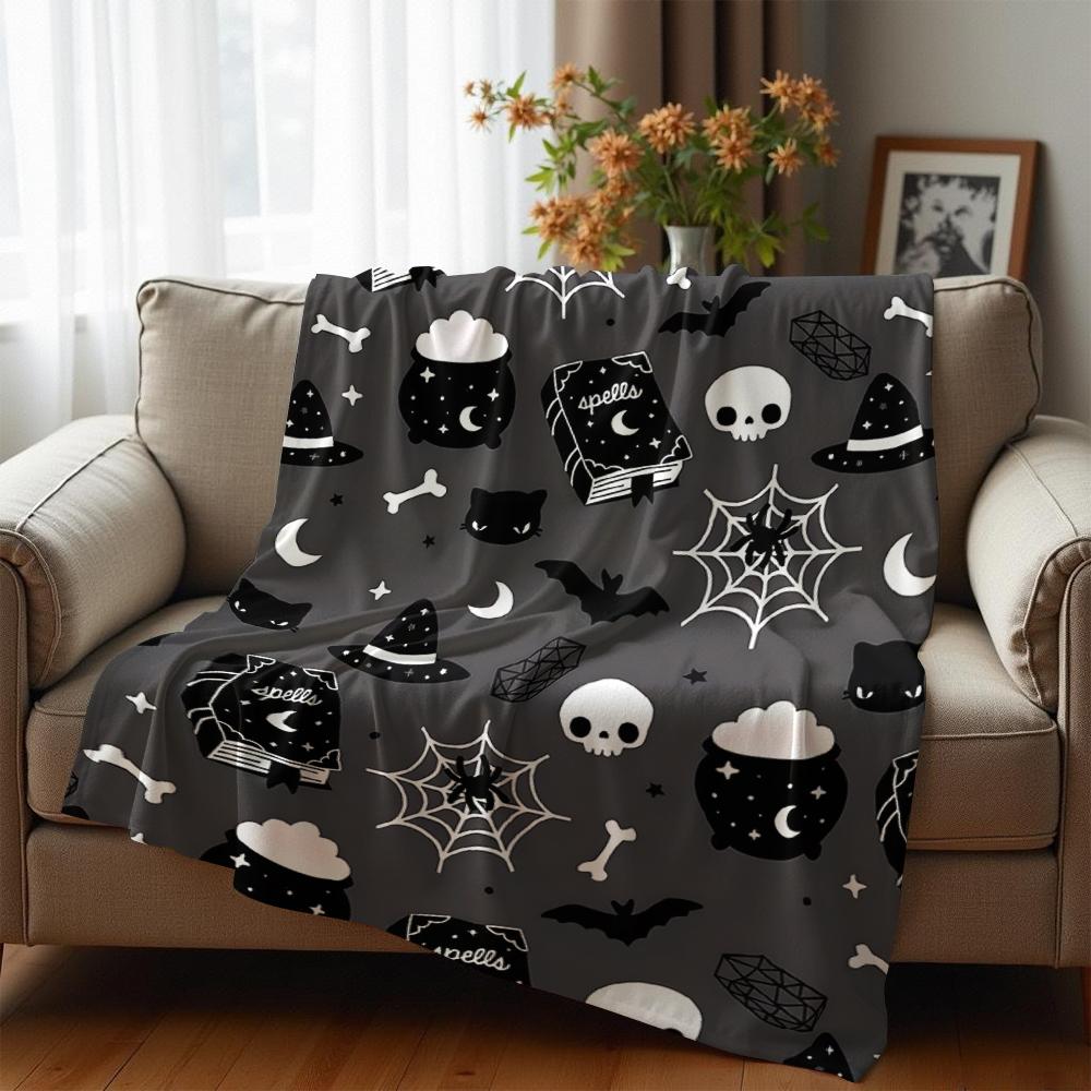 Witch Magic Icon Anime Cartoon Flannel Blanket Soft Warm Throw for Bedroom Sofa Car Kids Holiday Gift