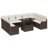Ensemble de 10 Pièces de Canapé de Jardin avec Coussins en Rattan Poly Marron, Canapé de Jardin 2 Places avec Rangement 3357261