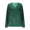 Women's Solid Color Long Sleeved V-neck Fashionable Pullover Top
