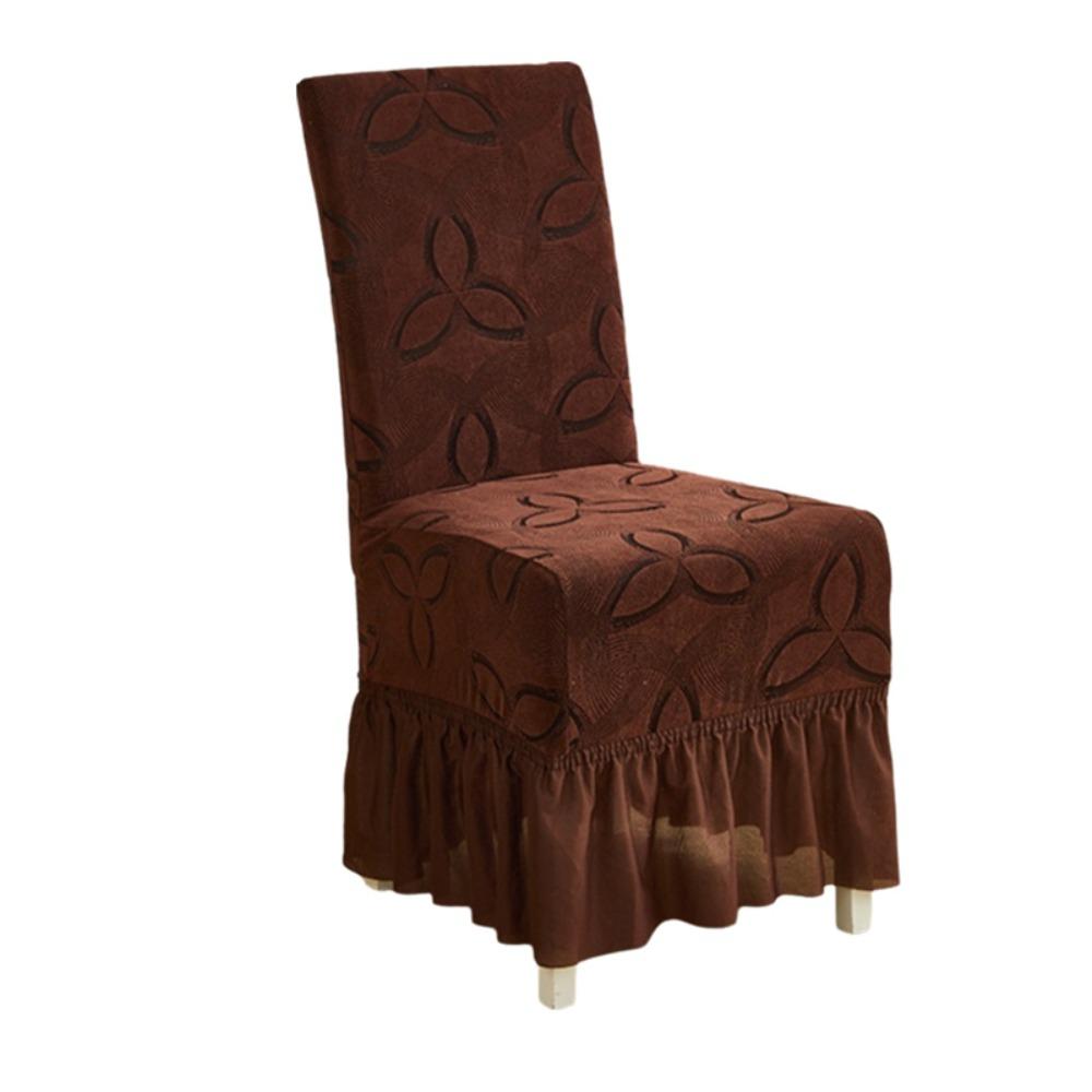 Full Wrap Jacquard Skirted Chair Cover Dustproof Seat Cover Dinning Chair Protective Case  Hotel кофейный