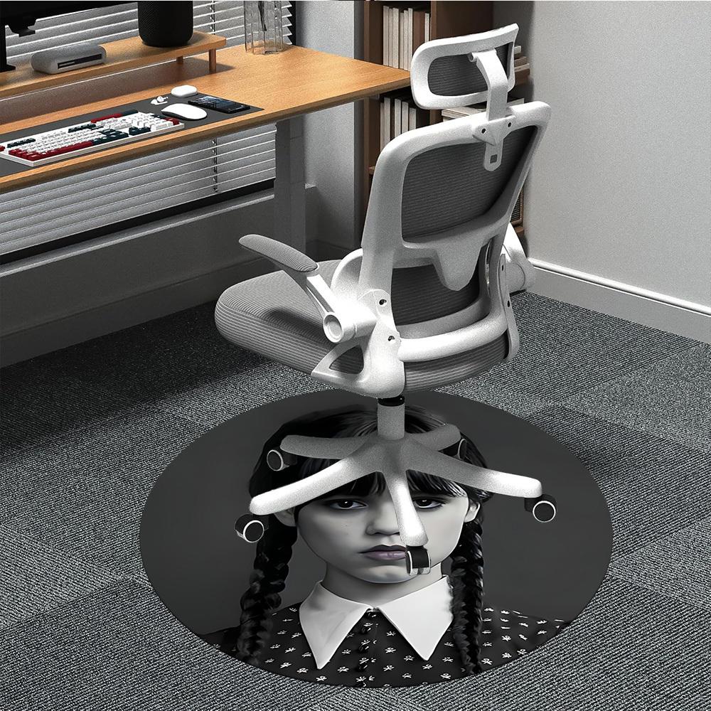 

Wednesday Addams Office Round Area Rug, Indoor Mat Suitable For Office, Under Office Chairs Bedroom Living Room Home Decor, DT1212025 80cm by 80cm