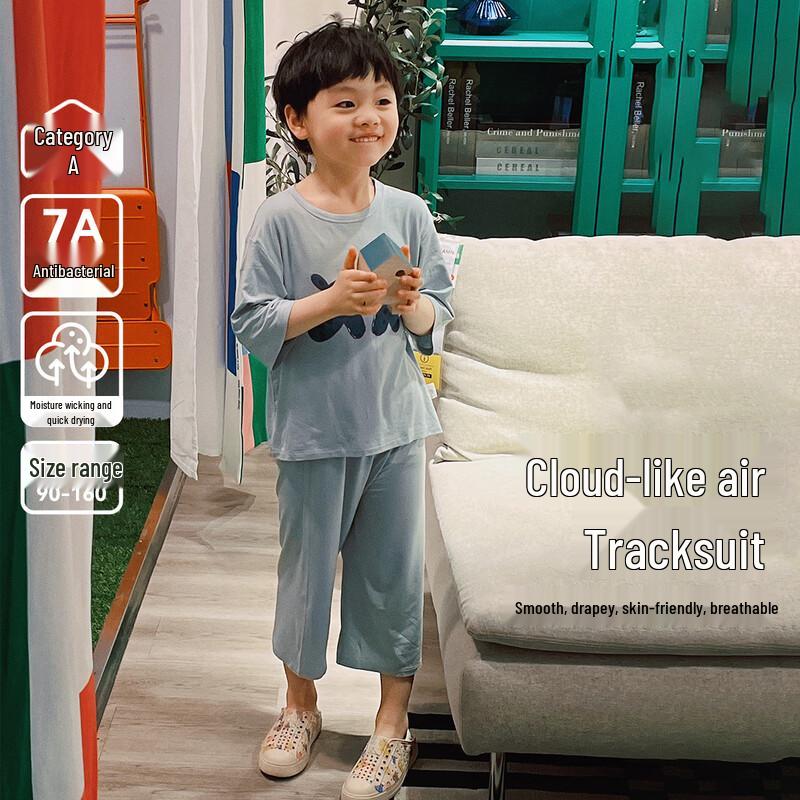 Kids  Unisex Antibacterial Quick-Dry Summer Pajama Set 160 синий
