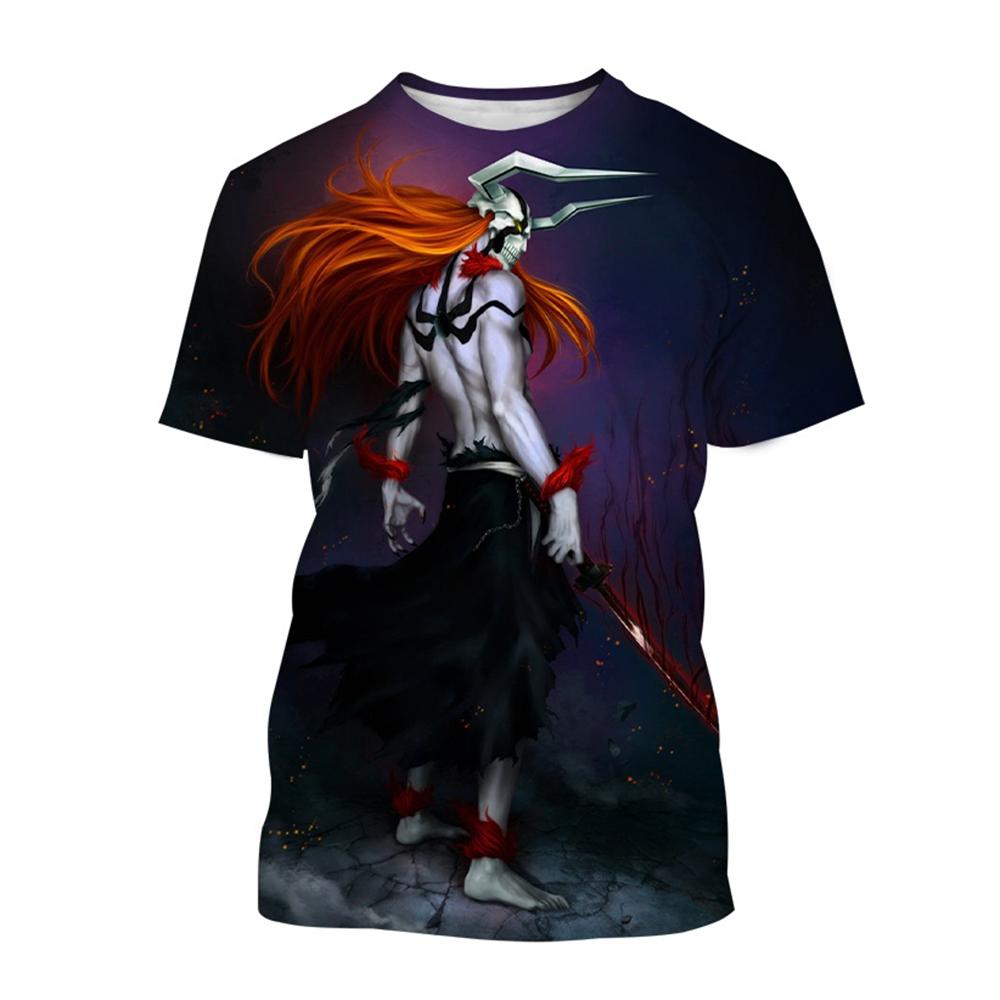 Sommer Rundhals 3D Japanischer Anime Bleach Aufdruck Top Modisch Lässig Kurzärmelig Kinder Jungen T-Shirts