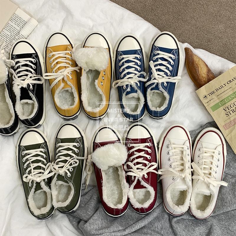 New Products Are On Sale In Autumn and Winter, New Retro Cotton Shoes, Women's Velvet Low-top Canvas Shoes
