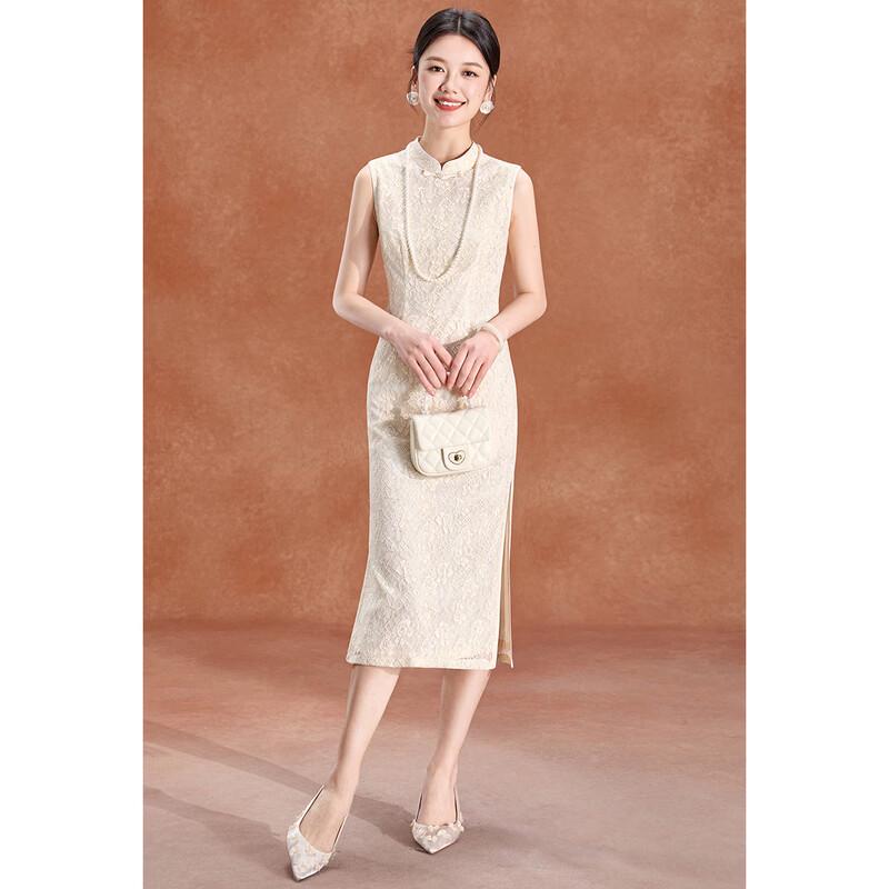 New Chinese Style Lace Tassel Evening Dress with Detachable Shawl L