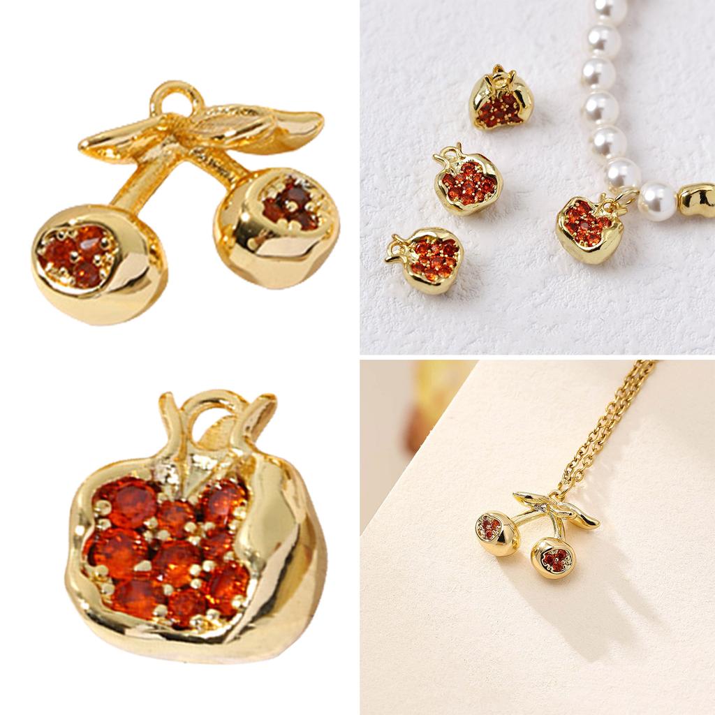 Zestaw 5 Kamieni Cyrkonii Amulet Wiśnia/Granat na Bransoletkę Naszyjnik Zawieszka w Kształcie Owocu Akcesoria do Wyrobu Biżuterii
