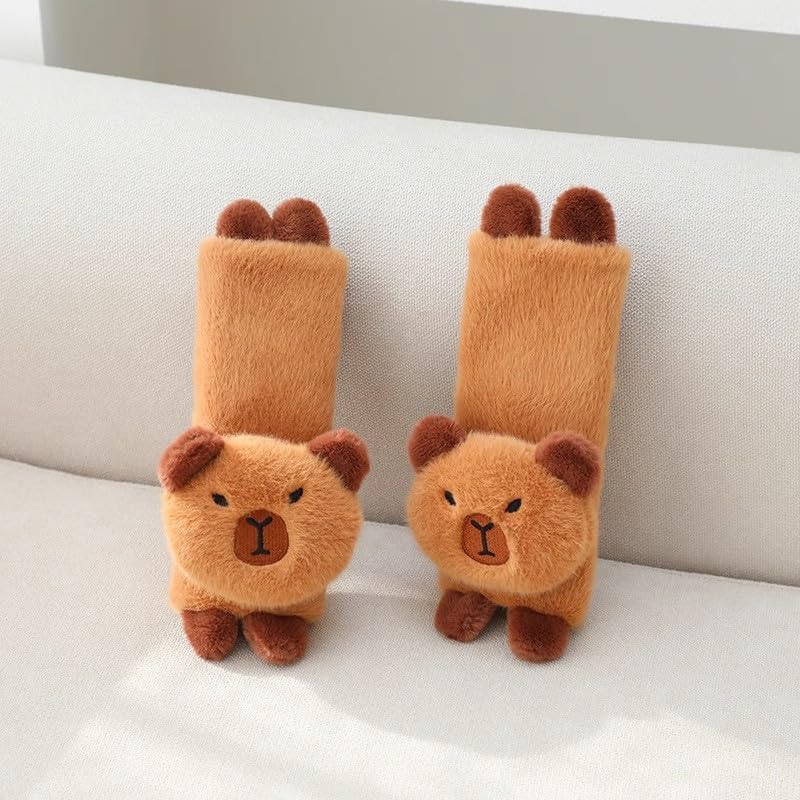 2PCS Seat Belt Cover Cute Plush Capybara Safety Seatbelt Shoulder Cover Car Seats Accessories (2*Seat Belt Covers)