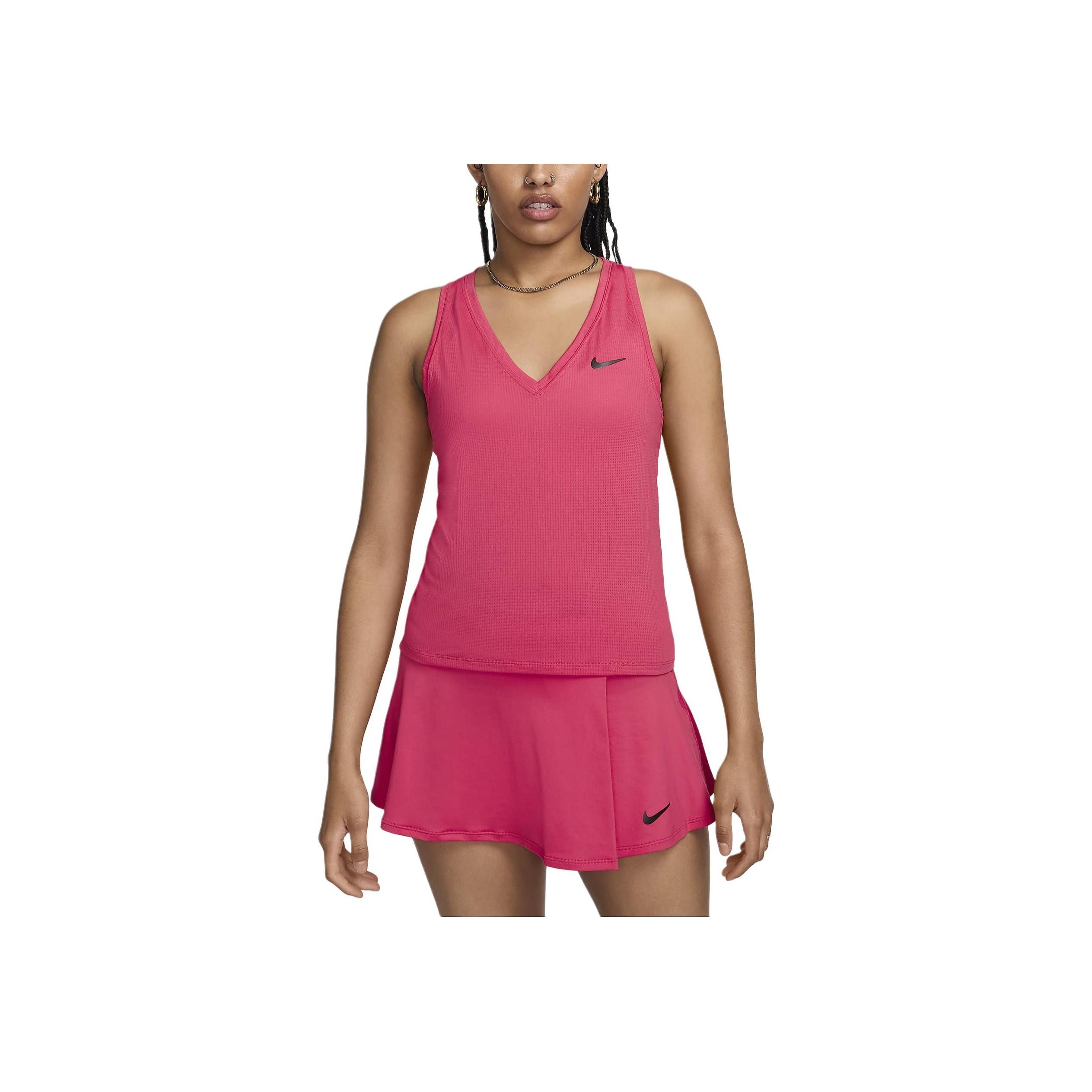 

Nike Court Victory Solid V-Neck Pullover Logo Print Tank Top Women Tops Purple Pink CV4784-629 S