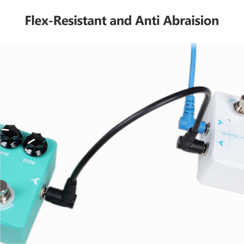 Colorful Guitar Effect Pedal Cables Instrument Audio Leads Patch Cord 21cm Length 1/4 Inch Right Angle TS Plug 6pcs/pack
