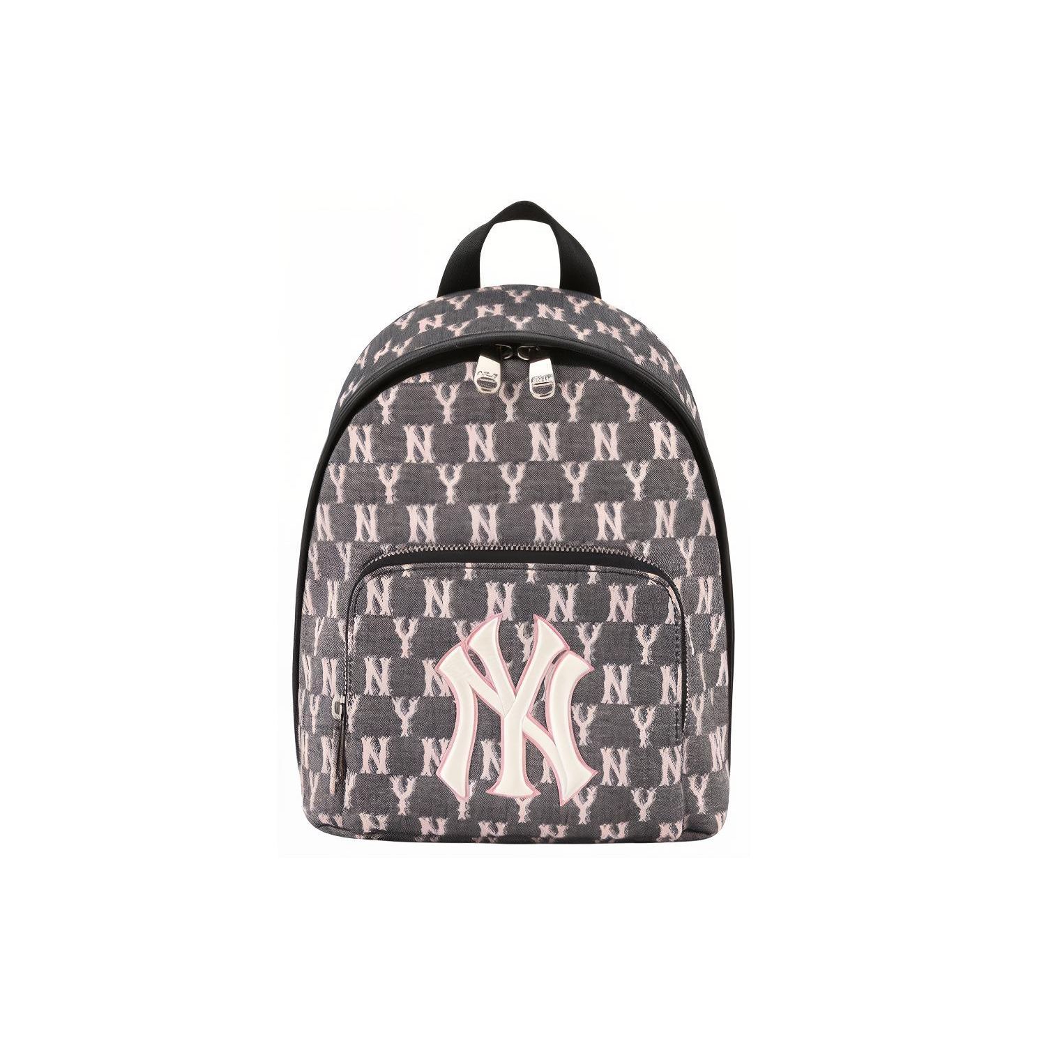 MLB Monogram Series NY Yankees Retro Floral Print Polyester Backpack Unisex backpack Dirty-Pink 32BG22011-50L Dirty Pink