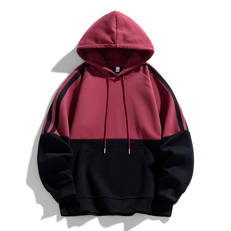 Hooded Sweatshirt Men's Autumn Trendy Loose Large Size Contrast Striped Shirt Long-sleeved Bottoming Shirt Tops Men's Couple Wear