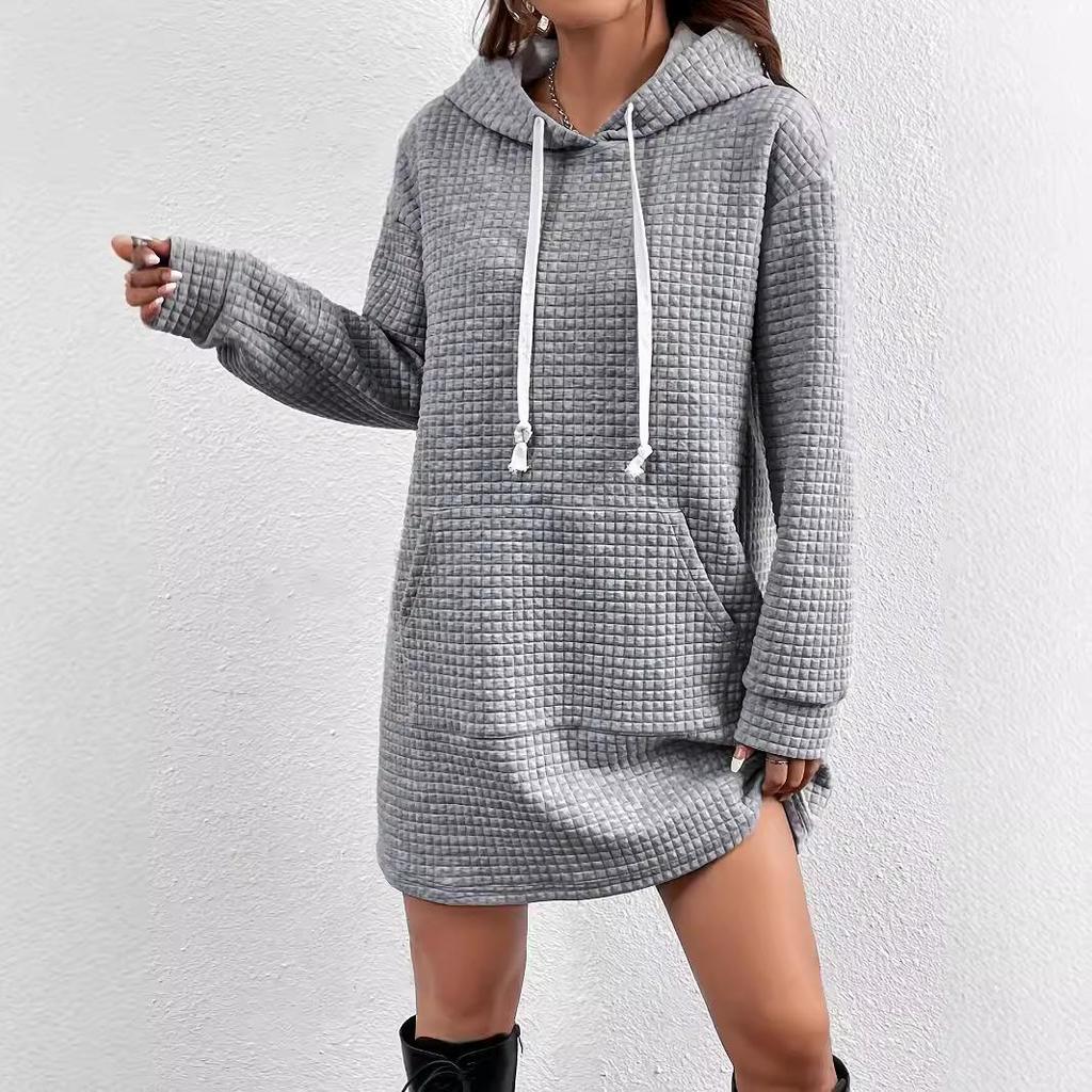 European and American Women's Fashion Casual Hooded Sweatshirt Dress