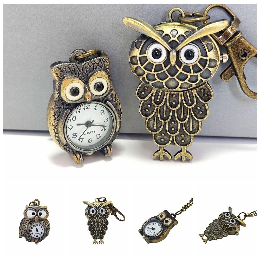 Quartz Owl Pocket Watch Antique Bronze Color Necklace Pocket Watch Flip Style Pocket Watch Gift