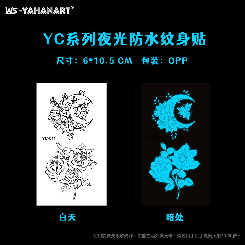 Luminous Blue Tattoo Sticker Nightclub Bar Music Festival Party Floral Female Tattoo Sticker Glowing Face Sticker