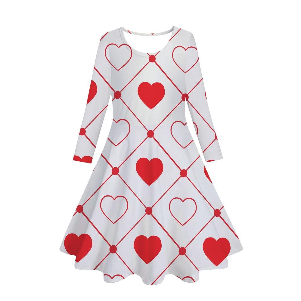 Girls' 3D Love Heart Dress Long Sleeve Summer Spring Vacation Daily Holiday Princess Beautiful Sweet Kids 4-12 Years Casual Dress A Line Dress