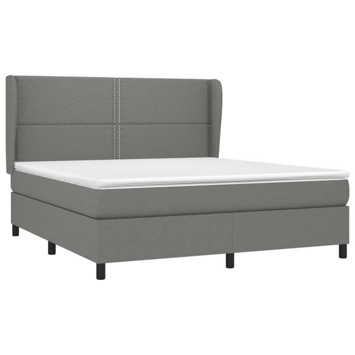 3127894 vidaXL Lit à sommier tapissier avec matelas Gris foncé 160x200cm Tissu