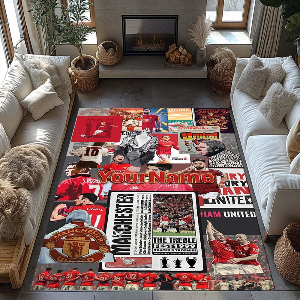 Manchester Personalized Text Carpet Perfect for Outdoor Foyer Game Room Hallway Antislip Carpet Anime Office Decor Birthday/Christmas Gift