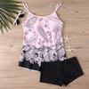 Women's Floral Print Tankini Swimsuit Set with Adjustable Straps and High Waist Boyshorts Comfortable Swimwear