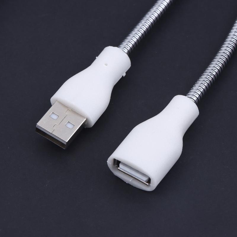 Przedłużacz USB z lampką LED i wentylatorem Zasilacz Adapter Kabel męski na żeński Elastyczny przewód w metalowym oplocie Do lampki biurkowej Lampki nocnej