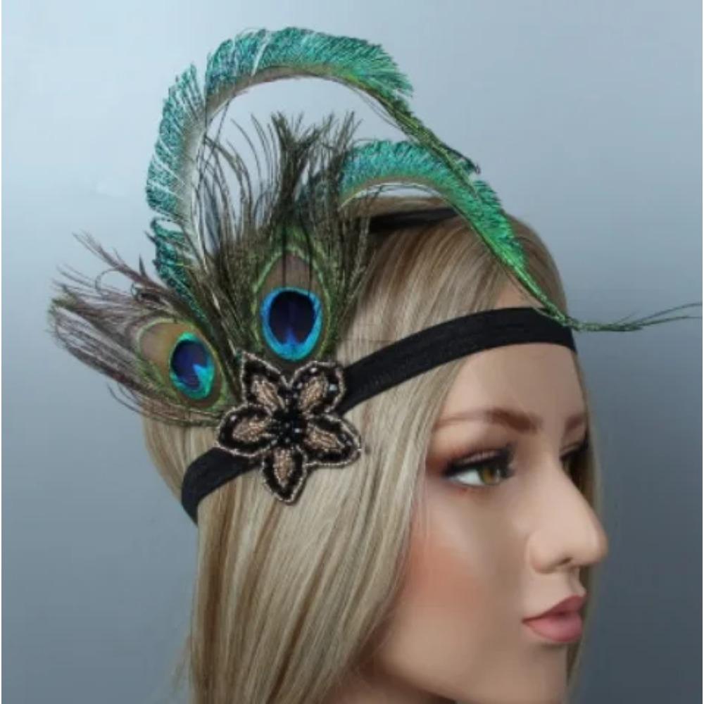 Feather Hair Accessory for Halloween Wedding Photography 1920s Gatsby Ball Party Performance Year End Meeting Headband