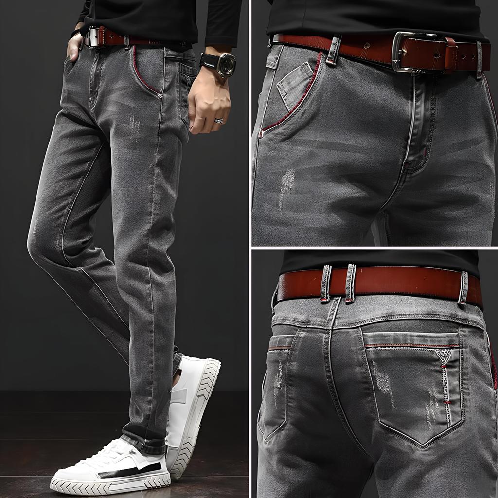 Men's Jeans Casual Men's Jeans Elastic Slim Fit Pants Korean Fashion Pants